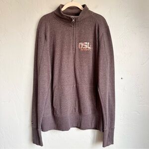 Jansport Vintage Oregon State Beavers Gray Orange Sequined 1/4 Zip Sweatshirt 2X